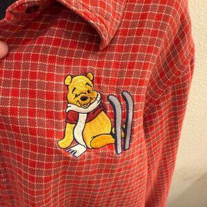 The Disney Store, Winnie the Pooh Red Plaid Flannel, US Women's XXL